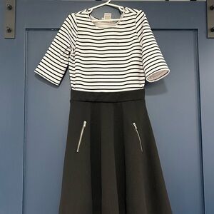 Elegant Kids Dress with Black and White Stripes